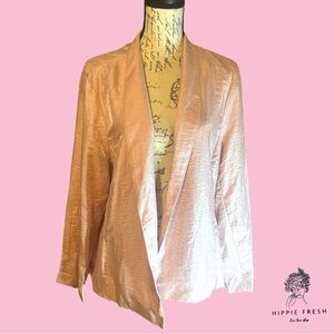 NEW WTags Eileen Fisher Metallic Dusty Pink Shawl Collar Open  Linen Blend XL